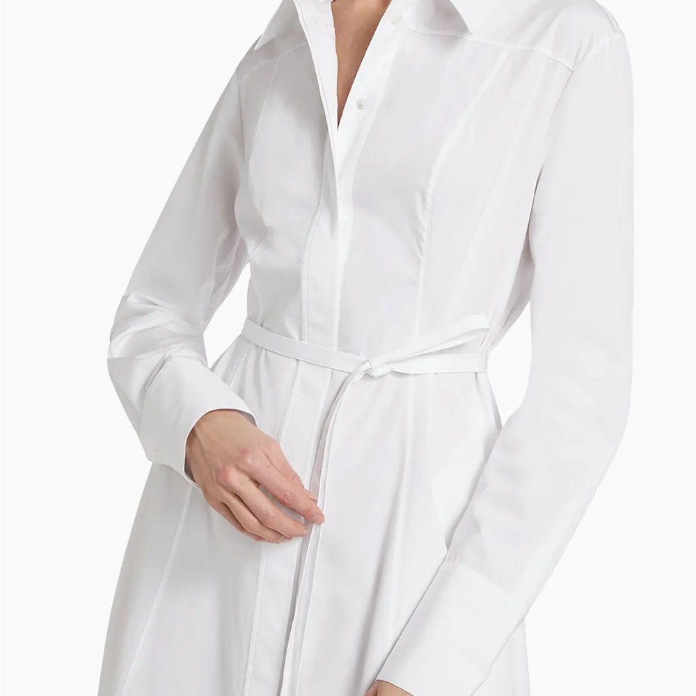 CO Women's Cotton Poplin Tie-Waist Shirtdress